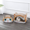 Opal Modern Cardboard Happy Cat Head 2-In-1 Cat Cave Scratcher