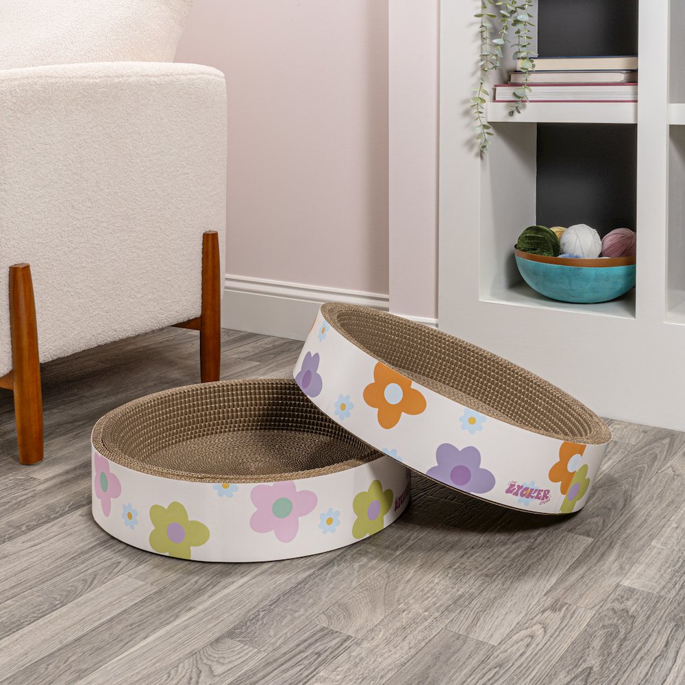 Daisy Modern Cardboard Bowl Cat Scratcher With Catnip