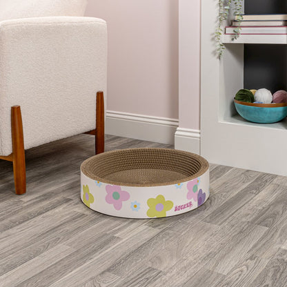 Daisy Modern Cardboard Bowl Cat Scratcher With Catnip