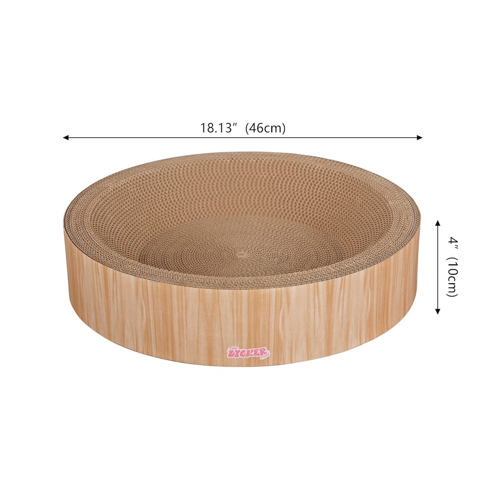 Daisy Cardboard Bowl Cat Scratcher with Catnip, Oak Wood Finish (Set of 2)