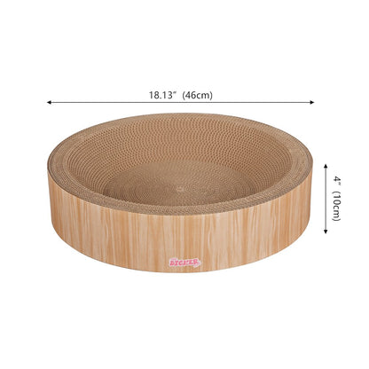 Daisy Cardboard Bowl Cat Scratcher with Catnip, Oak Wood Finish (Set of 2)