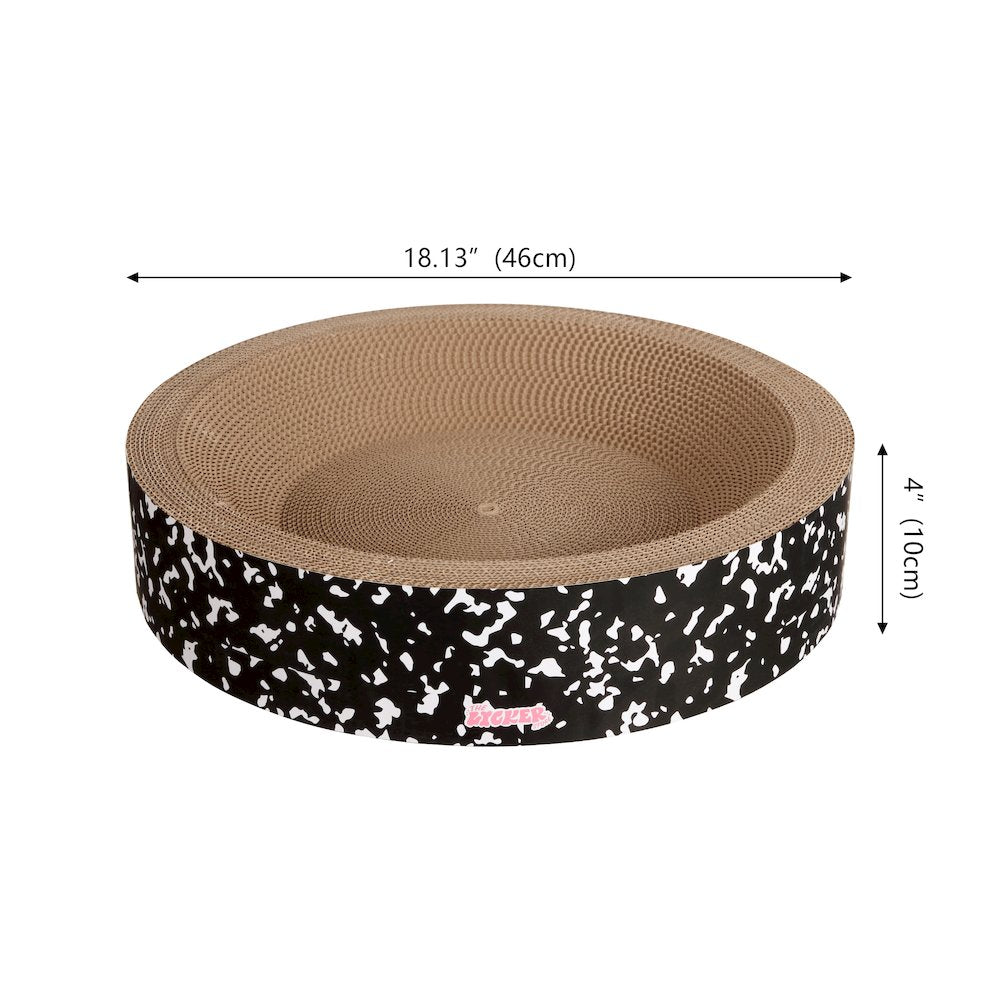 Daisy Modern Cardboard Bowl Cat Scratcher with Catnip, Black/White (Set of 2)