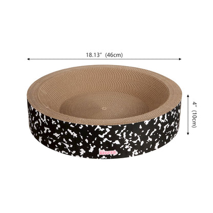 Daisy Modern Cardboard Bowl Cat Scratcher with Catnip, Black/White (Set of 2)
