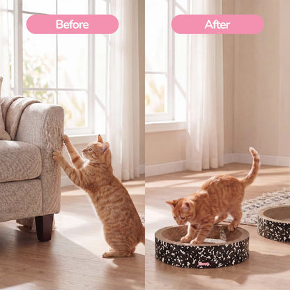 Daisy Modern Cardboard Bowl Cat Scratcher with Catnip, Black/White (Set of 2)