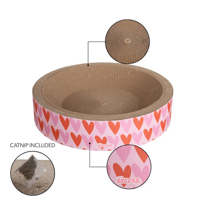 Daisy Modern Cardboard Bowl Cat Scratcher with Catnip, Pink/Red (Set of 2)