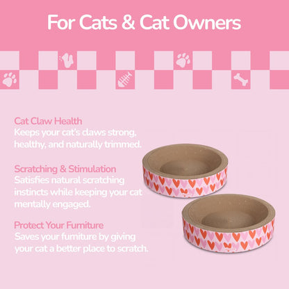 Daisy Modern Cardboard Bowl Cat Scratcher with Catnip, Pink/Red (Set of 2)