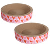 Daisy Modern Cardboard Bowl Cat Scratcher with Catnip, Pink/Red (Set of 2)