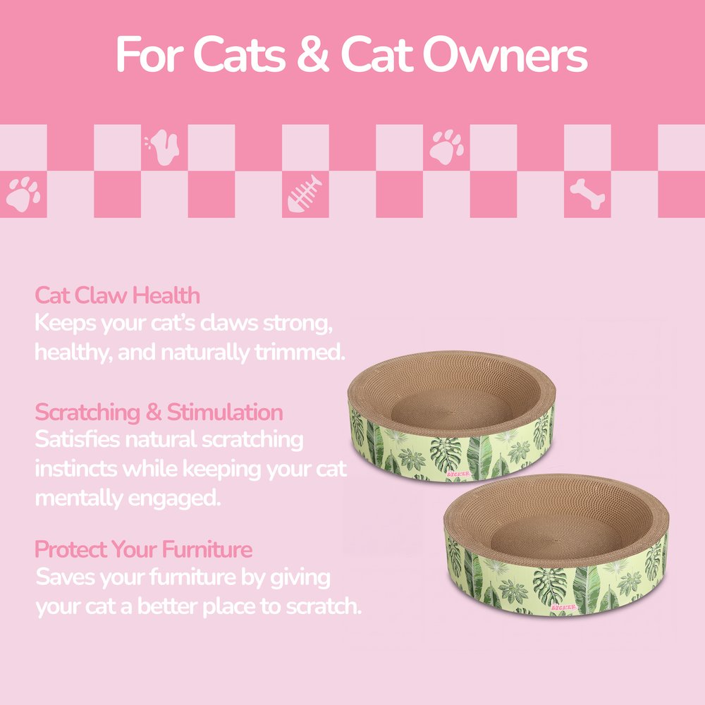 Daisy Modern Cardboard Bowl Cat Scratcher with Catnip, Mint/Green (Set of 2)