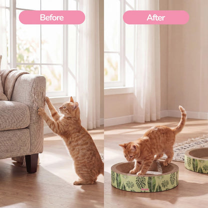 Daisy Modern Cardboard Bowl Cat Scratcher with Catnip, Mint/Green (Set of 2)