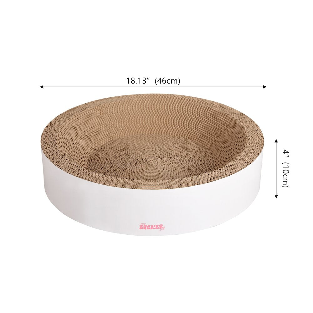 Daisy Modern Cardboard Bowl Cat Scratcher with Catnip, White (Set of 2)
