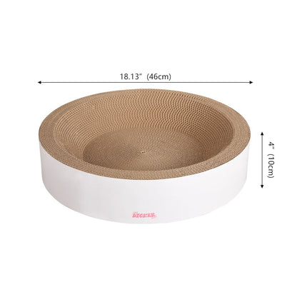 Daisy Modern Cardboard Bowl Cat Scratcher with Catnip, White (Set of 2)