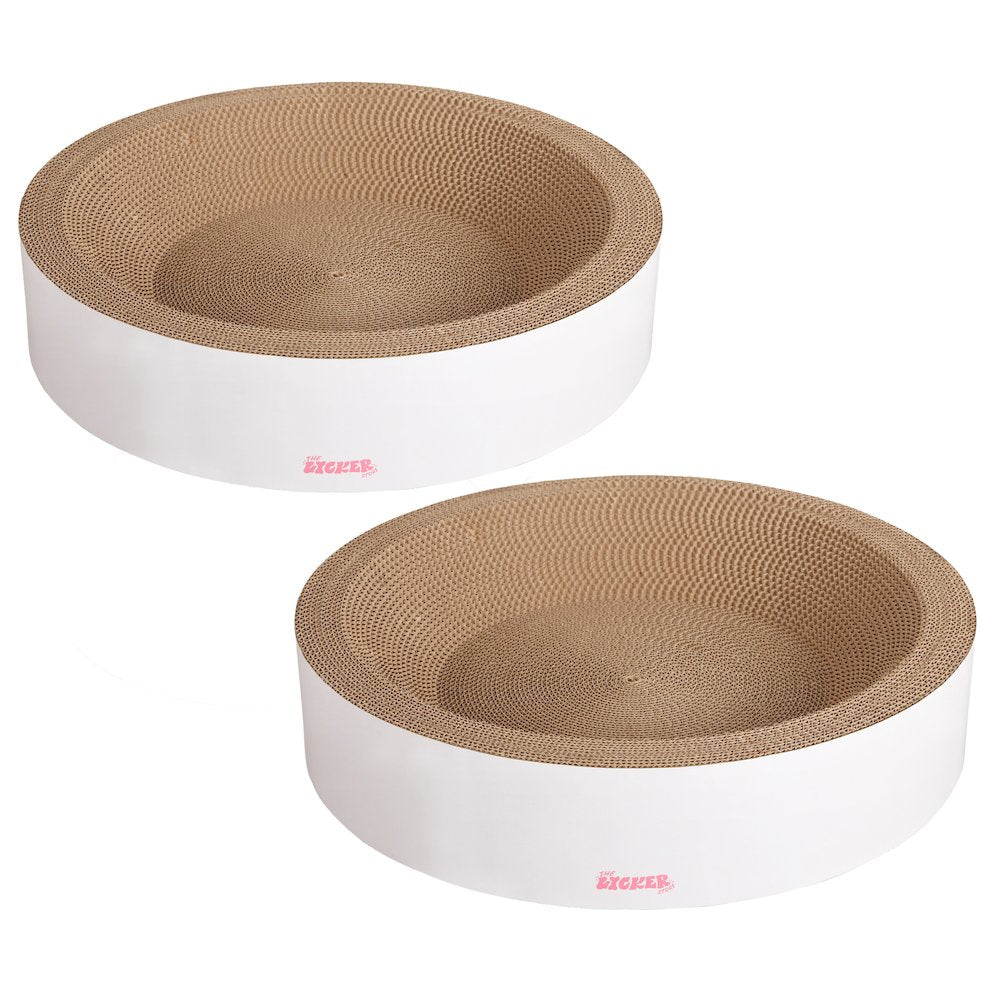 Daisy Modern Cardboard Bowl Cat Scratcher with Catnip, White (Set of 2)