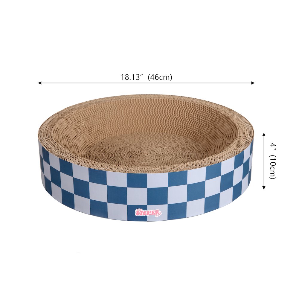Daisy Modern Cardboard Bowl Cat Scratcher with Catnip, Navy/Blue (Set of 2)
