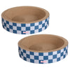 Daisy Modern Cardboard Bowl Cat Scratcher with Catnip, Navy/Blue (Set of 2)