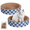 Daisy Modern Cardboard Bowl Cat Scratcher with Catnip, Navy/Blue (Set of 2)