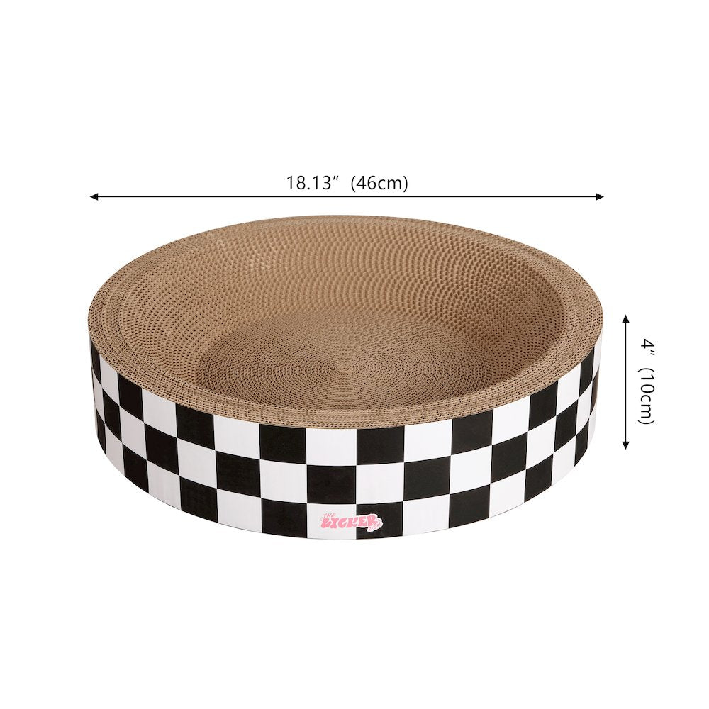 Daisy Modern Cardboard Bowl Cat Scratcher with Catnip, White/Black (Set of 2)