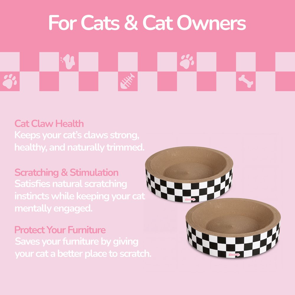 Daisy Modern Cardboard Bowl Cat Scratcher with Catnip, White/Black (Set of 2)