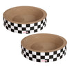 Daisy Modern Cardboard Bowl Cat Scratcher with Catnip, White/Black (Set of 2)