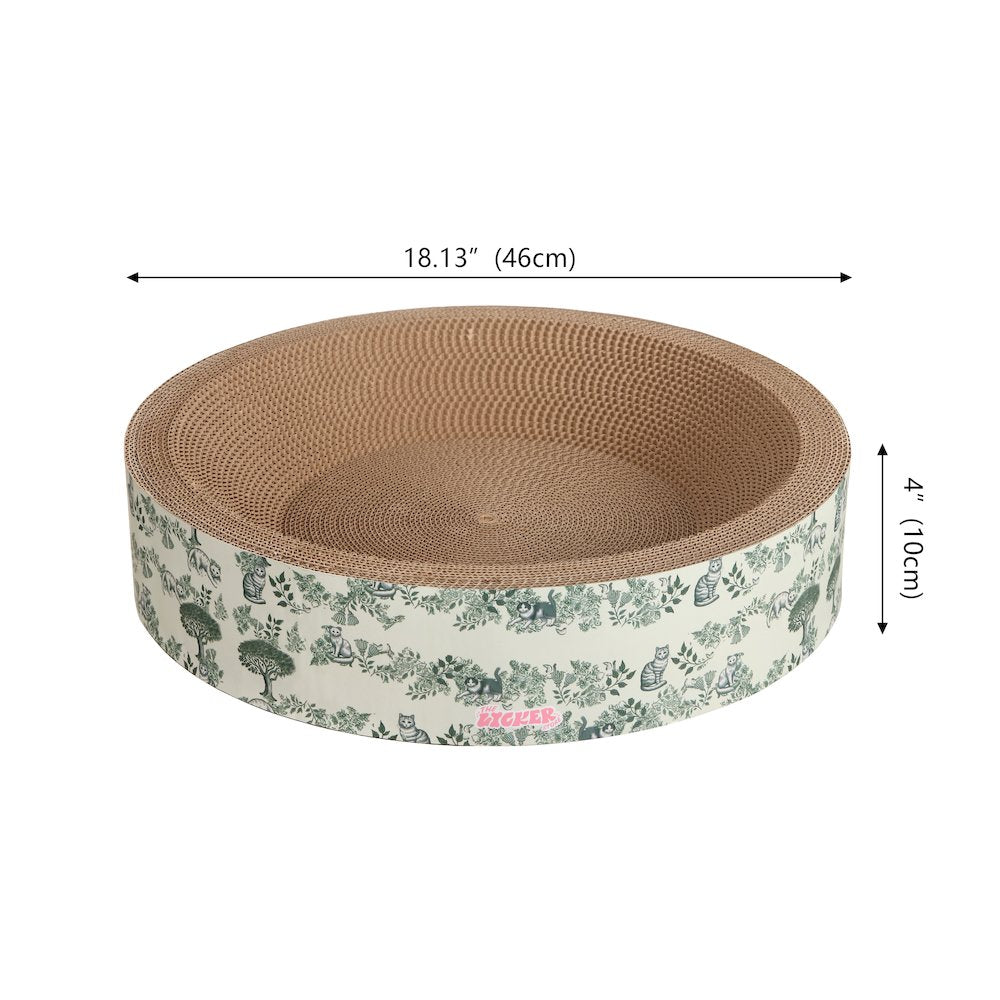 Daisy Modern Cardboard Bowl Cat Scratcher with Catnip, Green (Set of 2)