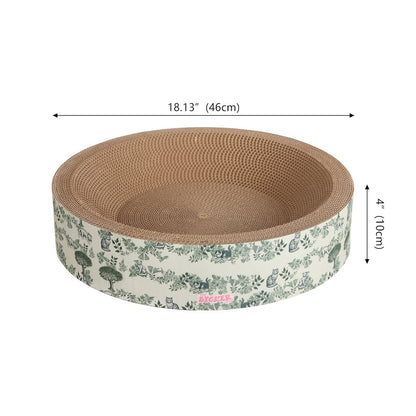 Daisy Modern Cardboard Bowl Cat Scratcher with Catnip, Green (Set of 2)