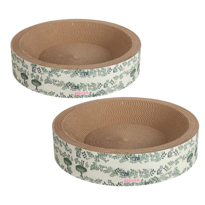 Daisy Modern Cardboard Bowl Cat Scratcher with Catnip, Green (Set of 2)
