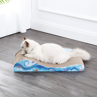 Kokomo Coastal Cardboard Lounge Bed Cat Scratcher With Catnip