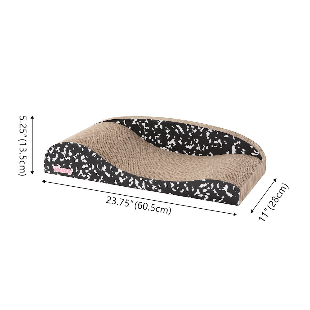 Kokomo Coastal Cardboard Lounge Bed Cat Scratcher with Catnip, Black/White