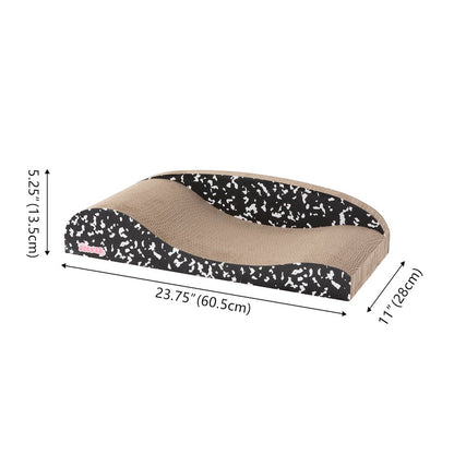 Kokomo Coastal Cardboard Lounge Bed Cat Scratcher with Catnip, Black/White