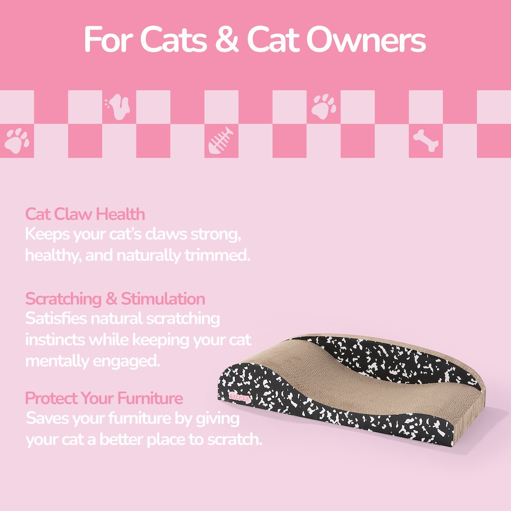 Kokomo Coastal Cardboard Lounge Bed Cat Scratcher with Catnip, Black/White