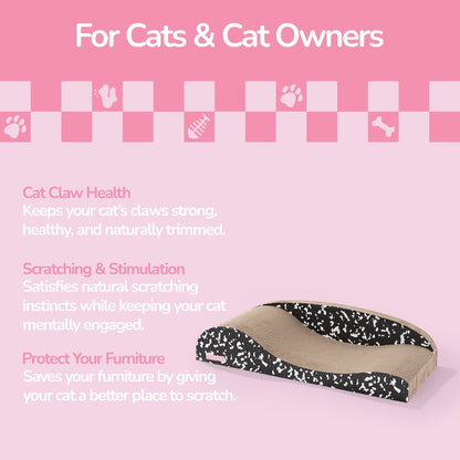 Kokomo Coastal Cardboard Lounge Bed Cat Scratcher with Catnip, Black/White