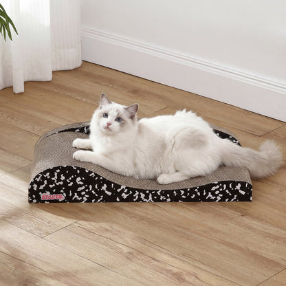Kokomo Coastal Cardboard Lounge Bed Cat Scratcher with Catnip, Black/White