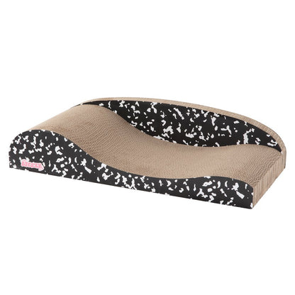 Kokomo Coastal Cardboard Lounge Bed Cat Scratcher with Catnip, Black/White