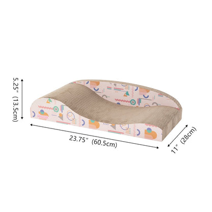 Kokomo Coastal Cardboard Lounge Bed Cat Scratcher with Catnip, Light Pink/Multi