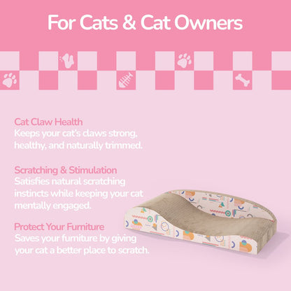 Kokomo Coastal Cardboard Lounge Bed Cat Scratcher with Catnip, Light Pink/Multi