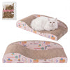 Kokomo Coastal Cardboard Lounge Bed Cat Scratcher with Catnip, Light Pink/Multi
