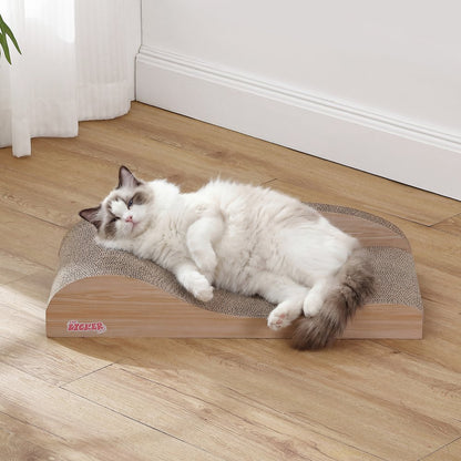 Kokomo Coastal Cardboard Lounge Bed Cat Scratcher with Catnip, Oak Wood Finish