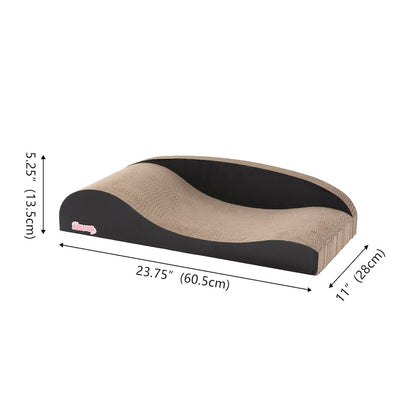 Kokomo Coastal Cardboard Lounge Bed Cat Scratcher with Catnip, Black