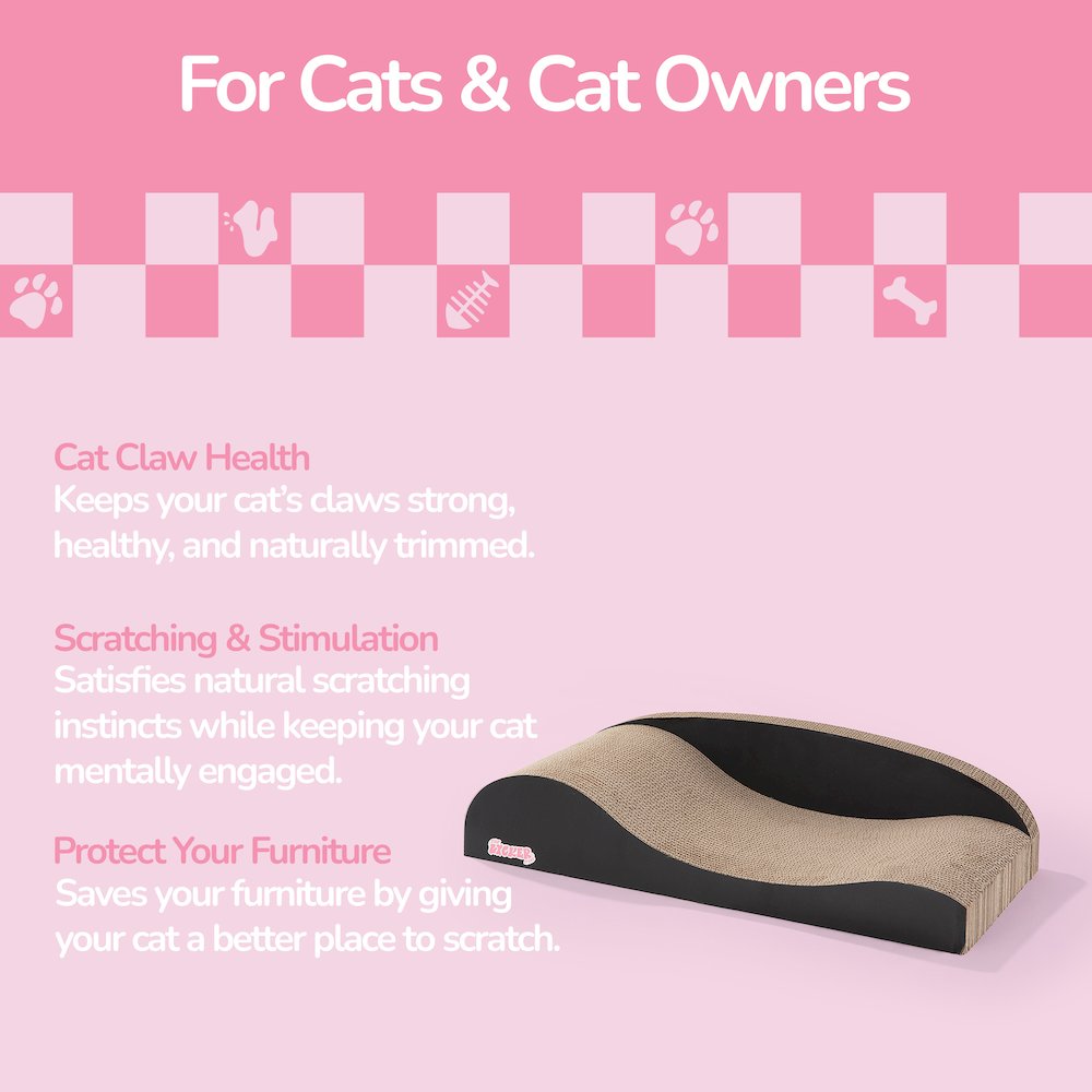 Kokomo Coastal Cardboard Lounge Bed Cat Scratcher with Catnip, Black