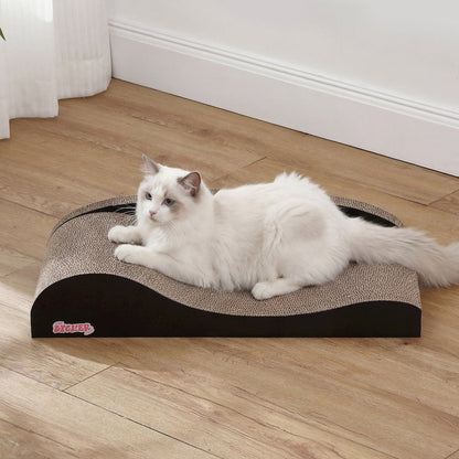 Kokomo Coastal Cardboard Lounge Bed Cat Scratcher with Catnip, Black
