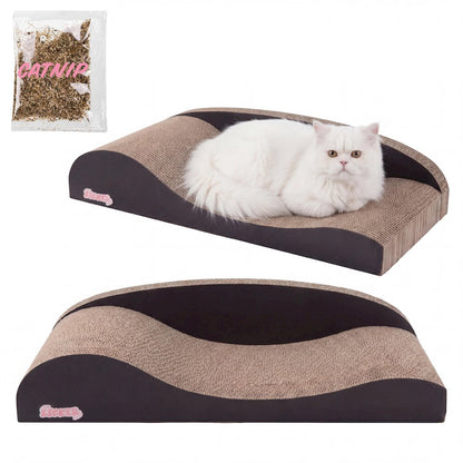 Kokomo Coastal Cardboard Lounge Bed Cat Scratcher with Catnip, Black