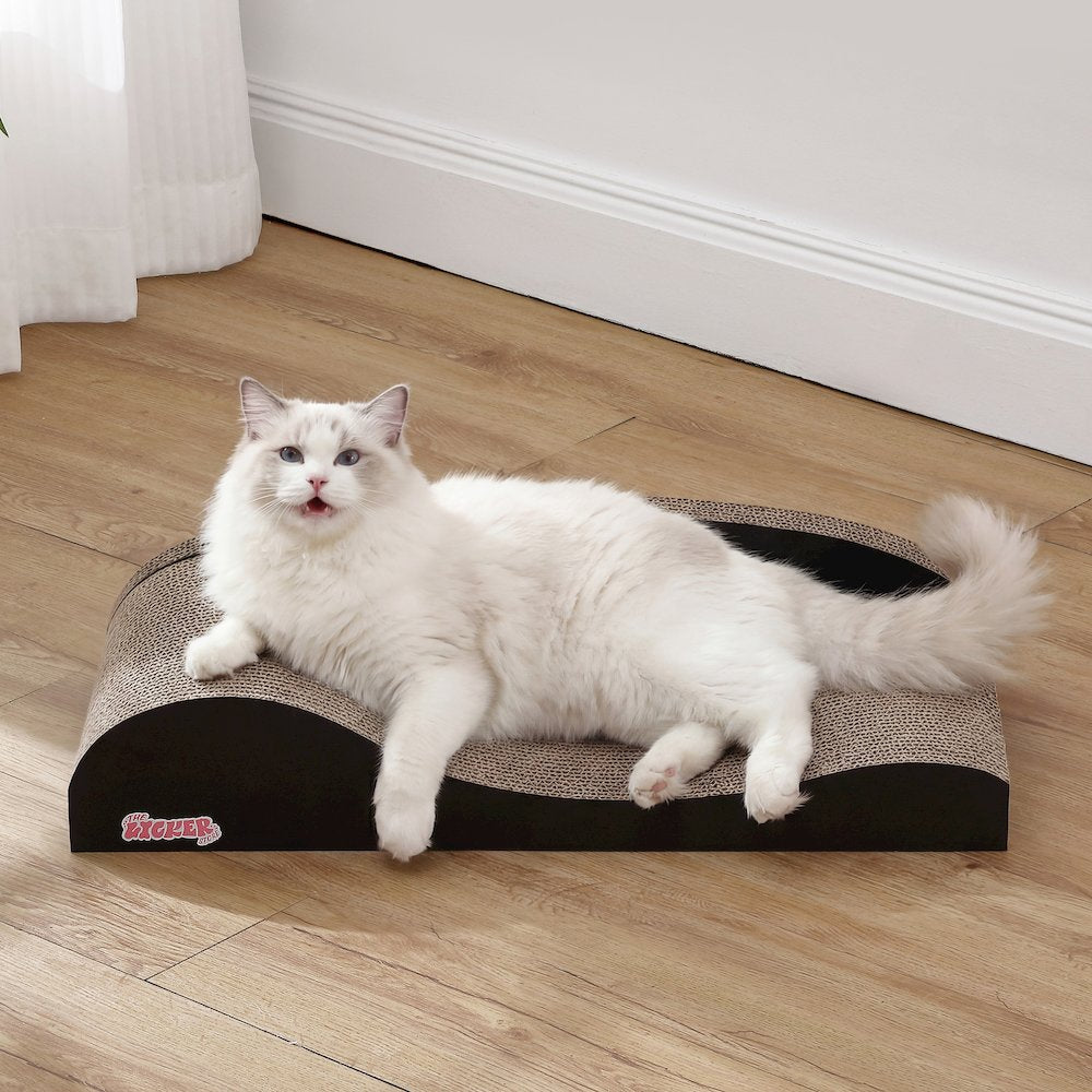 Kokomo Coastal Cardboard Lounge Bed Cat Scratcher with Catnip, Black