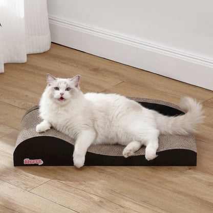 Kokomo Coastal Cardboard Lounge Bed Cat Scratcher with Catnip, Black