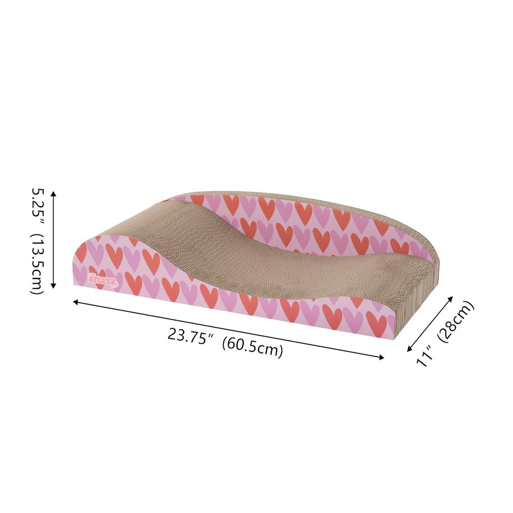 Kokomo Coastal Cardboard Lounge Bed Cat Scratcher with Catnip, Pink/Red
