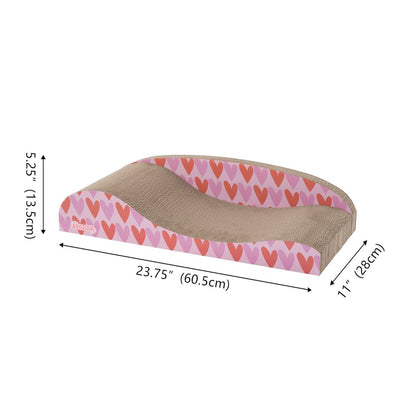 Kokomo Coastal Cardboard Lounge Bed Cat Scratcher with Catnip, Pink/Red