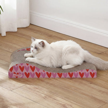 Kokomo Coastal Cardboard Lounge Bed Cat Scratcher with Catnip, Pink/Red