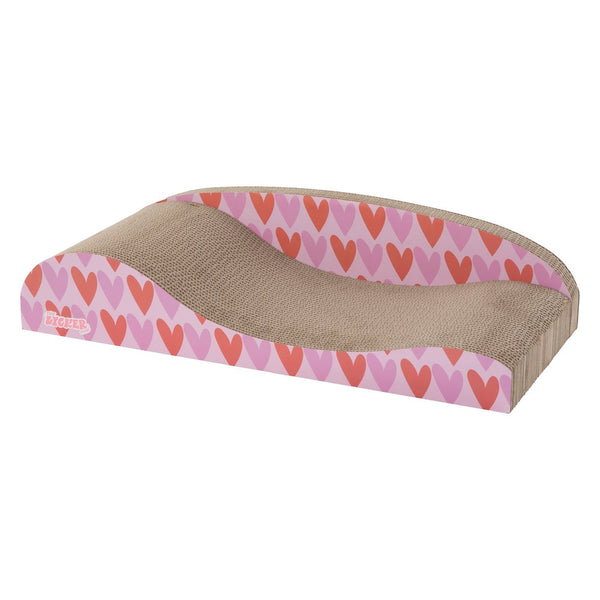Kokomo Coastal Cardboard Lounge Bed Cat Scratcher with Catnip, Pink/Red