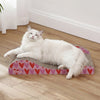 Kokomo Coastal Cardboard Lounge Bed Cat Scratcher with Catnip, Pink/Red
