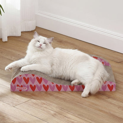Kokomo Coastal Cardboard Lounge Bed Cat Scratcher with Catnip, Pink/Red