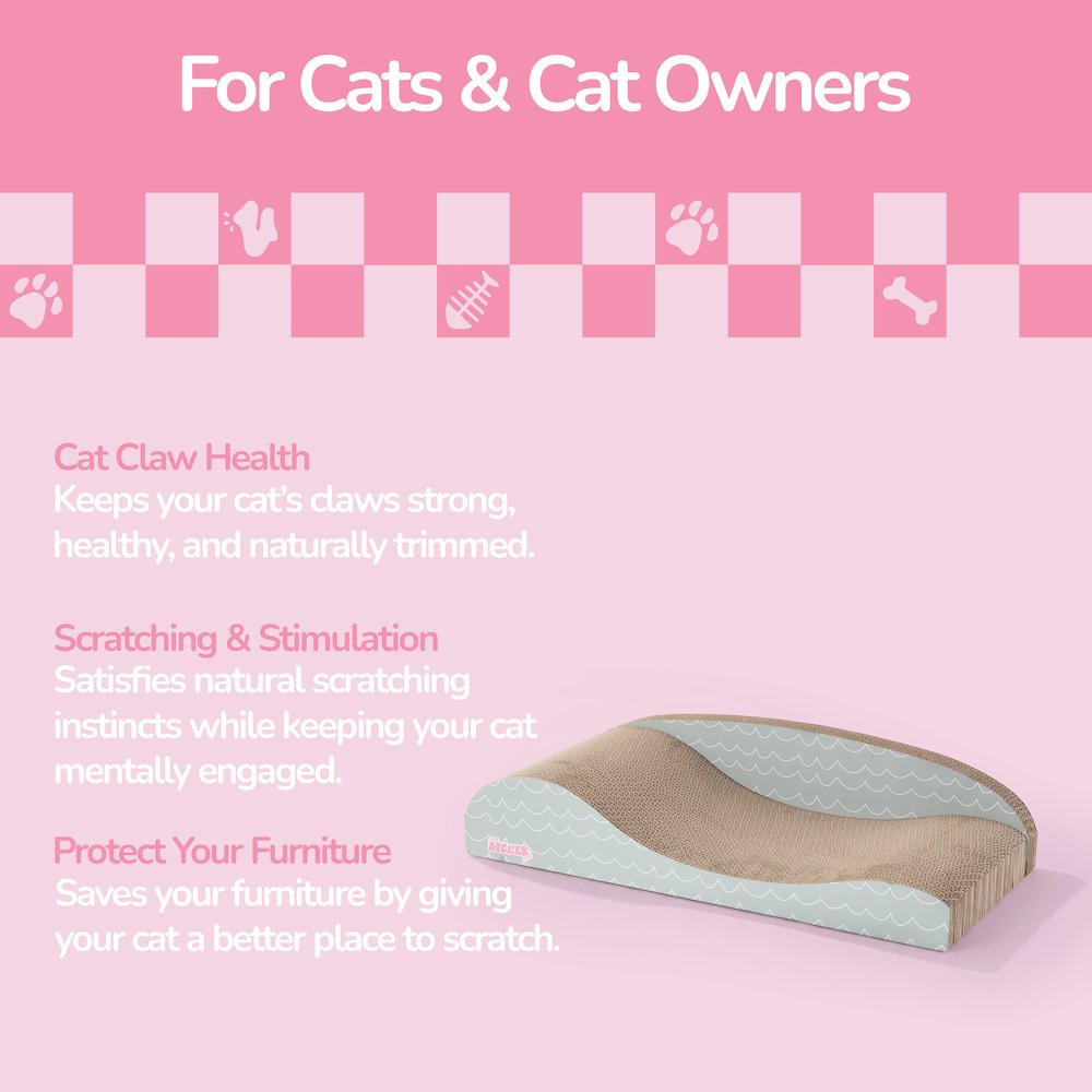 Kokomo Coastal Cardboard Lounge Bed Cat Scratcher with Catnip, Gray