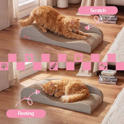 Kokomo Coastal Cardboard Lounge Bed Cat Scratcher with Catnip, Gray